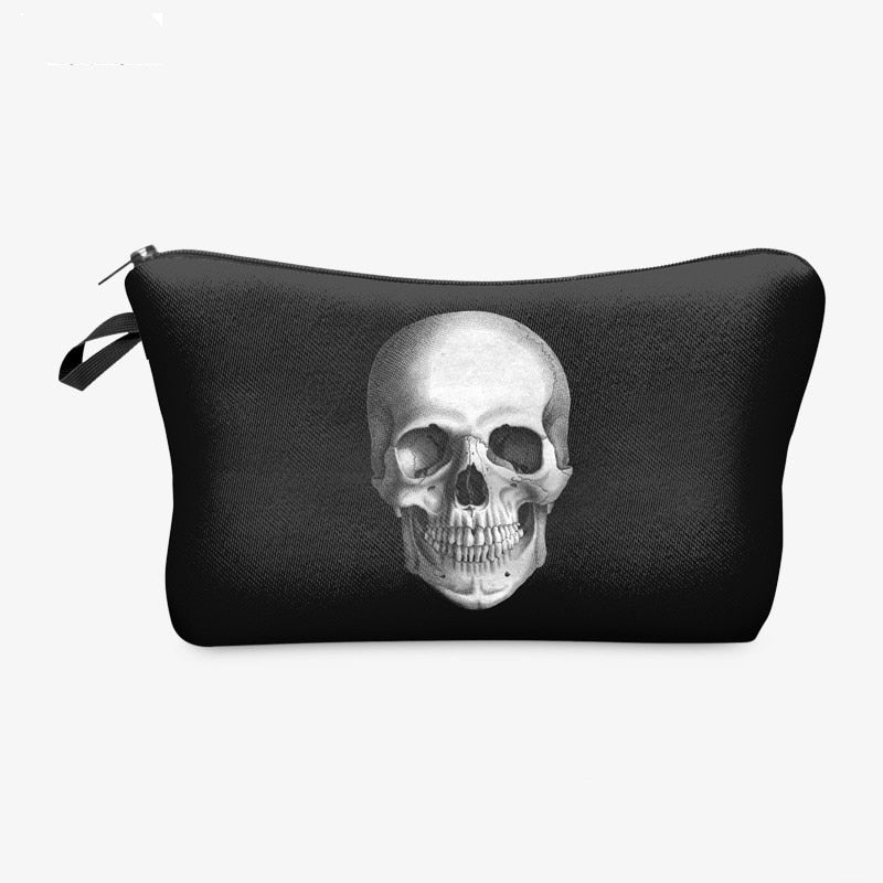 New skull old-school handbag Maleta de Maquiagem Necessaire Wild Party design Makeup Bag Women Organizer kids Stationery purse