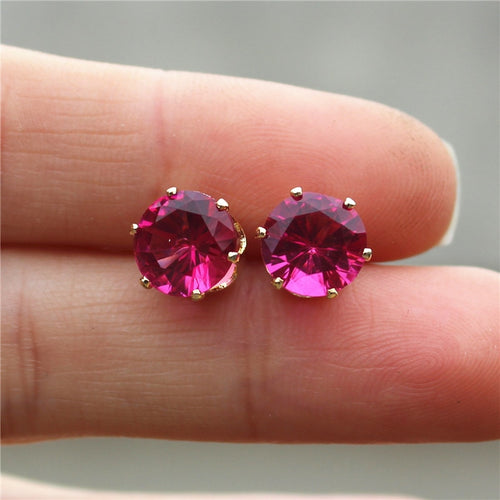 2017 new jewelry 8mm Imitation Zircon stud earrings color Statement earring for Girls gift for woman