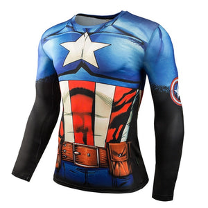 Hot Sale Fitness MMA Compression Shirt Men Anime Bodybuilding Long Sleeve Crossfit 3D Superman Punisher T Shirt Tops Tees