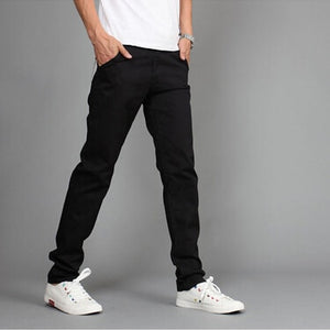 RUBU New Design Casual Men pants Cotton Slim Pant Straight Trousers Fashion Business Solid Khaki Black Pants Men 28-38