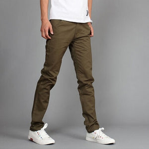 RUBU New Design Casual Men pants Cotton Slim Pant Straight Trousers Fashion Business Solid Khaki Black Pants Men 28-38