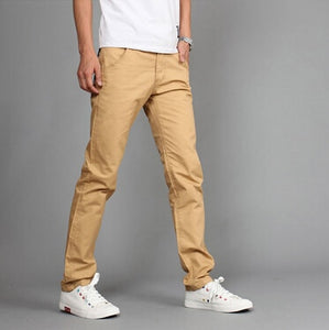 RUBU New Design Casual Men pants Cotton Slim Pant Straight Trousers Fashion Business Solid Khaki Black Pants Men 28-38