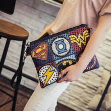 Load image into Gallery viewer, Unisex Marvel Clutch Fashion Retro PU Leather Supercool Superhero Avengers Rivet Gothic Punk Handy Wrist Clutch Bag