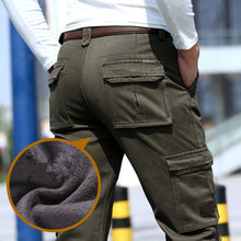 Load image into Gallery viewer, 2017 Fleece Warm Winter Cargo Pants Men Casual Loose Multi-pocket Men&#39;s Clothes Military Army Green Khaki Pants   237