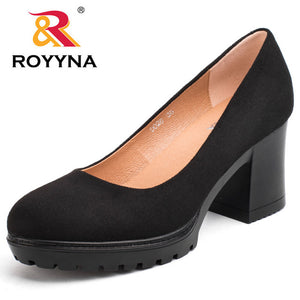 ROYYNA 2017 New Fashion Style Women Pumps Shallow Ladies Platform Shoes Round Toe Square Heels Women Wedding Shoes Wholesales