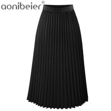 Load image into Gallery viewer, Aonibeier Fashion Women&#39;s High Waist Pleated Solid Color Length Elastic Skirt Promotions Lady Black Pink Party Casual Skirts