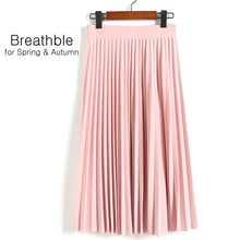 Load image into Gallery viewer, Aonibeier Fashion Women&#39;s High Waist Pleated Solid Color Length Elastic Skirt Promotions Lady Black Pink Party Casual Skirts