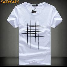 Load image into Gallery viewer, SWENEARO 2018 Simple creative design line cross Print cotton T Shirts Men&#39;s New Arrival Summer Style Short Sleeve Men t-shirt