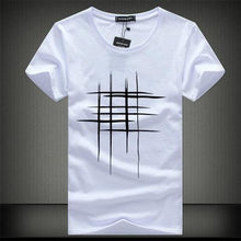 Load image into Gallery viewer, SWENEARO 2018 Simple creative design line cross Print cotton T Shirts Men&#39;s New Arrival Summer Style Short Sleeve Men t-shirt