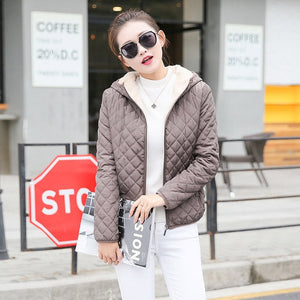 Autumn 2017 Parkas basic jackets Female Women Winter plus velvet lamb hooded Coats Cotton Winter Jacket Womens Outwear coat