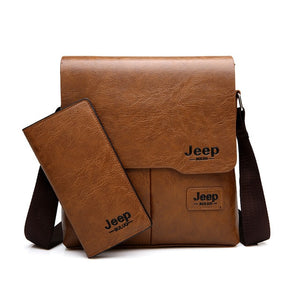 JEEP BULUO Man Messenger Bag 2 Set Men Pu Leather Shoulder Bags Business Crossbody Casual Bag Famous Brand ZH1505/8068