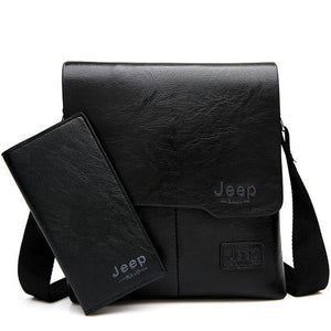 JEEP BULUO Man Messenger Bag 2 Set Men Pu Leather Shoulder Bags Business Crossbody Casual Bag Famous Brand ZH1505/8068