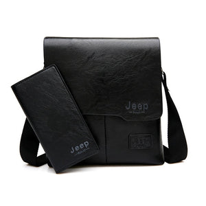 JEEP BULUO Man Messenger Bag 2 Set Men Pu Leather Shoulder Bags Business Crossbody Casual Bag Famous Brand ZH1505/8068