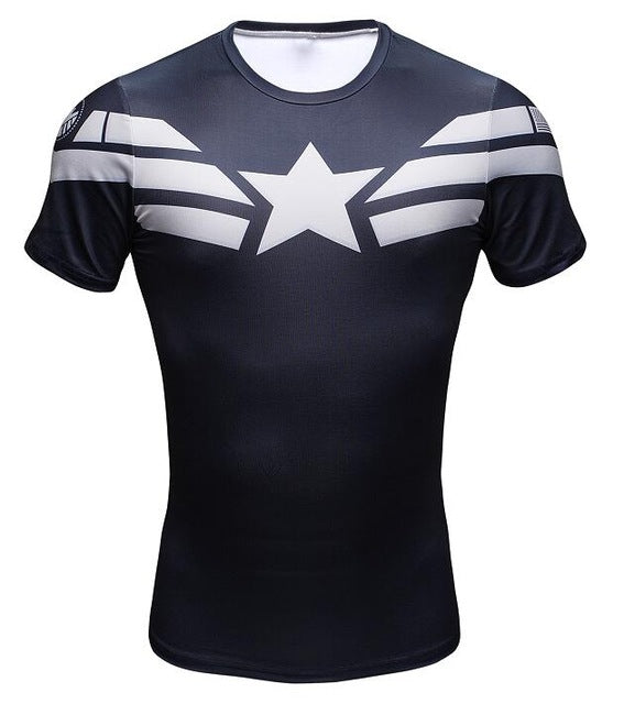 New Comic Superhero Compression Shirt Captain America Iron man Fit Tight G ym Bodybuilding T Shirt