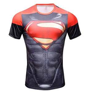 New Comic Superhero Compression Shirt Captain America Iron man Fit Tight G ym Bodybuilding T Shirt