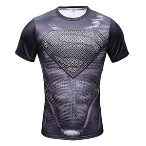 New Comic Superhero Compression Shirt Captain America Iron man Fit Tight G ym Bodybuilding T Shirt