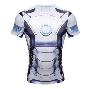 New Comic Superhero Compression Shirt Captain America Iron man Fit Tight G ym Bodybuilding T Shirt