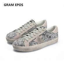 Load image into Gallery viewer, GRAM EPOS 2018 Women Casual Shoes Glitter Leather Do Old Dirty Shoes Mixed Color Women Sequins Star Golden Fleeces trainers