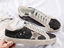 Load image into Gallery viewer, GRAM EPOS 2018 Women Casual Shoes Glitter Leather Do Old Dirty Shoes Mixed Color Women Sequins Star Golden Fleeces trainers