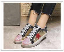 Load image into Gallery viewer, GRAM EPOS 2018 Women Casual Shoes Glitter Leather Do Old Dirty Shoes Mixed Color Women Sequins Star Golden Fleeces trainers