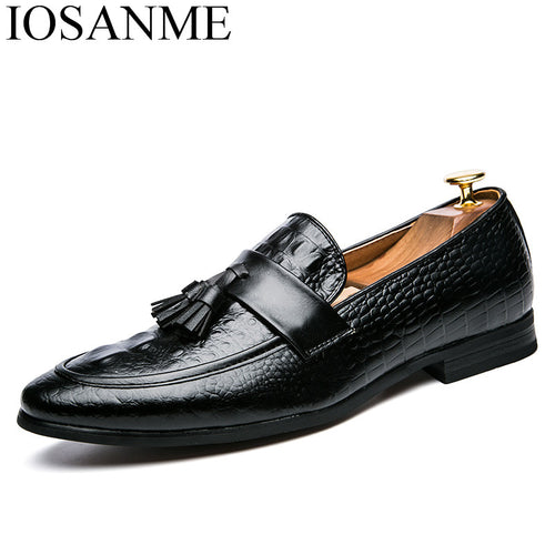 mens tassel shoes leather italian formal snake fish skin dress office footwear luxury brand fashion elegant oxford shoes for men