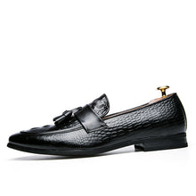 Load image into Gallery viewer, mens tassel shoes leather italian formal snake fish skin dress office footwear luxury brand fashion elegant oxford shoes for men