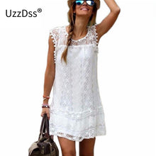 Load image into Gallery viewer, UZZDSS Summer Dress 2018 Women Casual Beach Short Dress Tassel Black White Mini Lace Dress Sexy Party Dresses Vestidos S-XXL