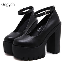 Load image into Gallery viewer, Gdgydh 2018 new spring autumn casual high-heeled shoes sexy ruslana korshunova thick heels platform pumps Black White Size 42