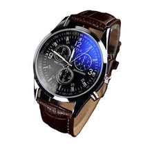 Load image into Gallery viewer, Fashion Faux Leather Mens Analog Quarts Watches Blue Ray Men Wrist Watch 2018 Mens Watches Top Brand Luxury Casual Watch Clock