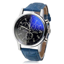 Load image into Gallery viewer, Fashion Faux Leather Mens Analog Quarts Watches Blue Ray Men Wrist Watch 2018 Mens Watches Top Brand Luxury Casual Watch Clock