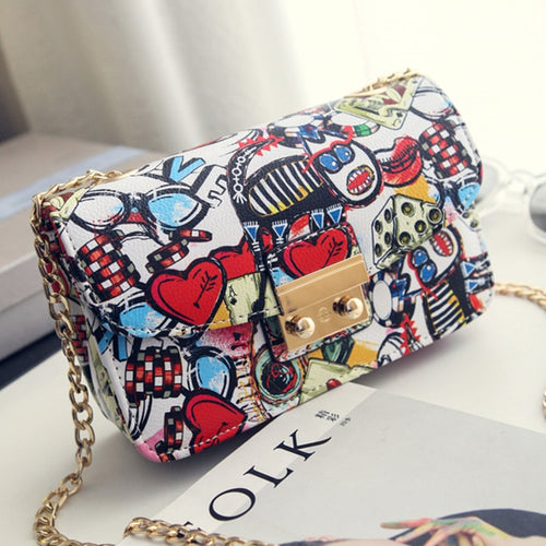 2018 New Women Bags Summer Graffiti Ladies designer handbags high quality chain mini bag women messenger bags for women Clutch