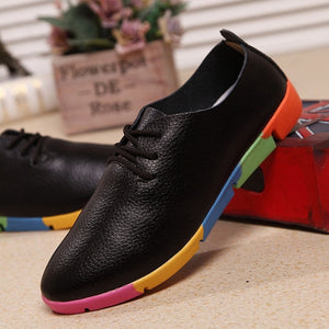 2018 new breathable genuine leather flats shoes woman sneakers tenis feminino nurse peas flats shoes plus size women shoes