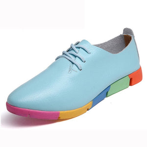 2018 new breathable genuine leather flats shoes woman sneakers tenis feminino nurse peas flats shoes plus size women shoes