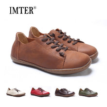 Load image into Gallery viewer, (35-46)Women Shoes Flat 100% Authentic Leather Plain toe Lace up Ladies Shoes Flats Woman Moccasins Female Footwear (5188-6)