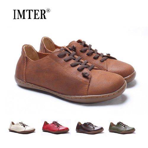 (35-46)Women Shoes Flat 100% Authentic Leather Plain toe Lace up Ladies Shoes Flats Woman Moccasins Female Footwear (5188-6)