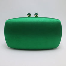 Load image into Gallery viewer, Elegant Hard Box Clutch Silk Satin Dark Green Evening Bags for Matching Shoes and Womens Wedding Prom Evening Party