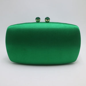 Elegant Hard Box Clutch Silk Satin Dark Green Evening Bags for Matching Shoes and Womens Wedding Prom Evening Party