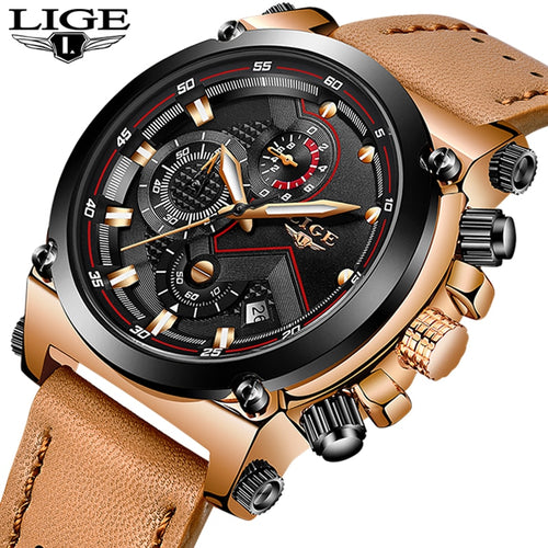 Reloje 2018 LIGE Men Watch Male Leather Automatic date Quartz Watches Mens Luxury Brand Waterproof Sport Clock Relogio Masculino