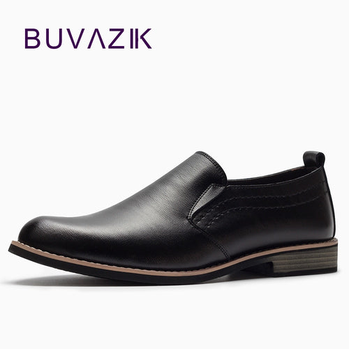 BUVAZIK Luxury Brand Leather Concise Men Business Dress Pointy Black Shoes Breathable Formal Wedding Basic Shoes Men