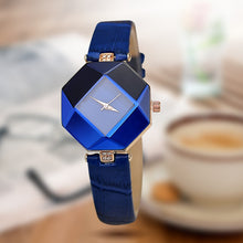 Load image into Gallery viewer, Women Watches Gem Cut Geometry Crystal Leather Quartz Wristwatch Fashion Dress Watch Ladies Gifts Clock Relogio Feminino 5 color