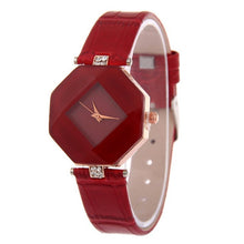 Load image into Gallery viewer, Women Watches Gem Cut Geometry Crystal Leather Quartz Wristwatch Fashion Dress Watch Ladies Gifts Clock Relogio Feminino 5 color