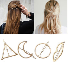 Load image into Gallery viewer, Fashion Woman Hair Accessories Triangle Hair Clip Pin Metal Geometric Alloy Hairband Moon Circle Hairgrip Barrette Girls Holder