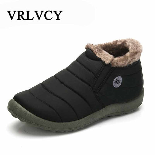 New Fashion Men Winter Shoes Solid Color Snow Boots Plush Inside Antiskid Bottom Keep Warm Waterproof Ski Boots Size 35 - 48