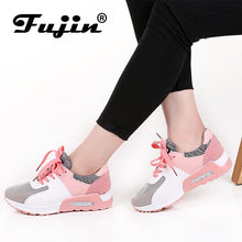 Load image into Gallery viewer, Fujin 2018 New Leather Shoes Handmade Brand Tenis Feminino Women Casual Shoes Lace Up Sneakers Fashion Flats Vulcanized Shoes