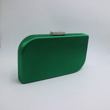 Load image into Gallery viewer, Elegant Hard Box Clutch Silk Satin Dark Green Evening Bags for Matching Shoes and Womens Wedding Prom Evening Party