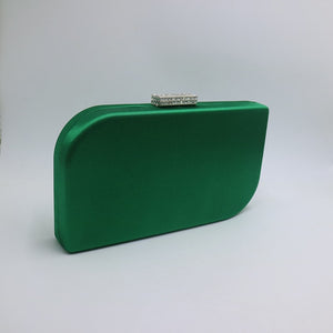 Elegant Hard Box Clutch Silk Satin Dark Green Evening Bags for Matching Shoes and Womens Wedding Prom Evening Party