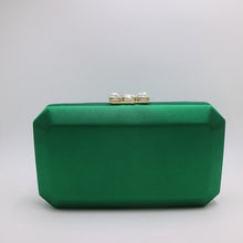 Load image into Gallery viewer, Elegant Hard Box Clutch Silk Satin Dark Green Evening Bags for Matching Shoes and Womens Wedding Prom Evening Party