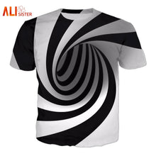 Load image into Gallery viewer, Alisister Black And White Vertigo Hypnotic Printing T Shirt Unisxe Funny Short Sleeved Tees Men/women Tops Men&#39;s 3D T-shirt