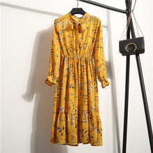 Load image into Gallery viewer, NIJIUDING Summer Autumn Chiffon Print Dress Casual Cute Women floral Long Bowknot Dresses Long Sleeve Vestido S-XL Size