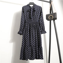 Load image into Gallery viewer, NIJIUDING Summer Autumn Chiffon Print Dress Casual Cute Women floral Long Bowknot Dresses Long Sleeve Vestido S-XL Size